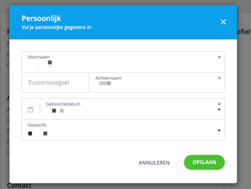 persoonlijke account instellingen