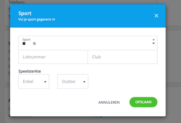 sport account instellingen